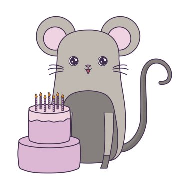 Doğum günü pastası ile sevimli fare hayvan