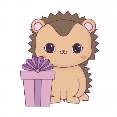 hediye kutusu ile sevimli kirpi hayvan