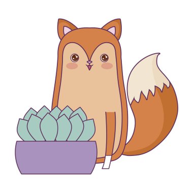 ev bitki ile sevimli tilki hayvan