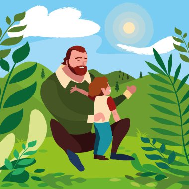 alanında oğlu ile baba