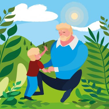 alanında oğlu ile baba