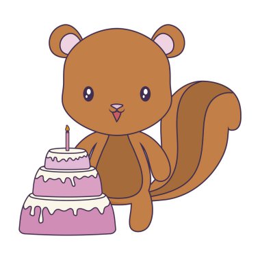 Doğum günü pastası ile sevimli sincap hayvan