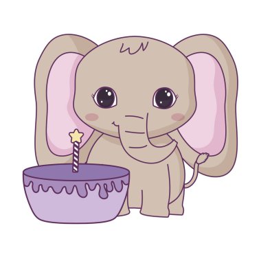 Doğum günü pastası ile sevimli fil hayvan