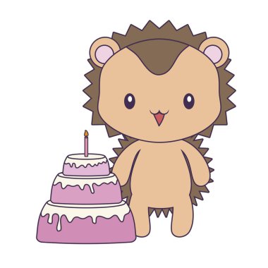 Doğum günü pastası ile sevimli kirpi hayvan