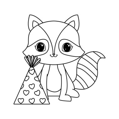 şapka partisi ile sevimli rakun hayvan