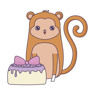 doğum günü pastası ile sevimli maymun hayvan