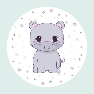 çerçeve dairesel sevimli su aygırı hayvan