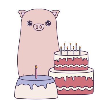 doğum günü pastaları ile sevimli piggy