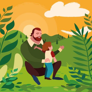 alanında oğlu ile baba