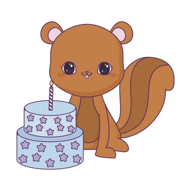 Doğum günü pastası ile sevimli sincap hayvan