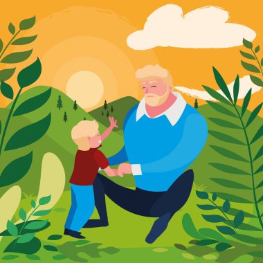 alanında oğlu ile baba