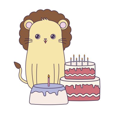 doğum günü pastaları ile sevimli aslan