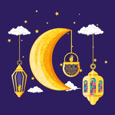 ay gecesi ile ramazan kareen kutlama kartı