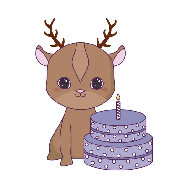Roztomilé sobí zvíře s dortem narozenin — Stockový vektor