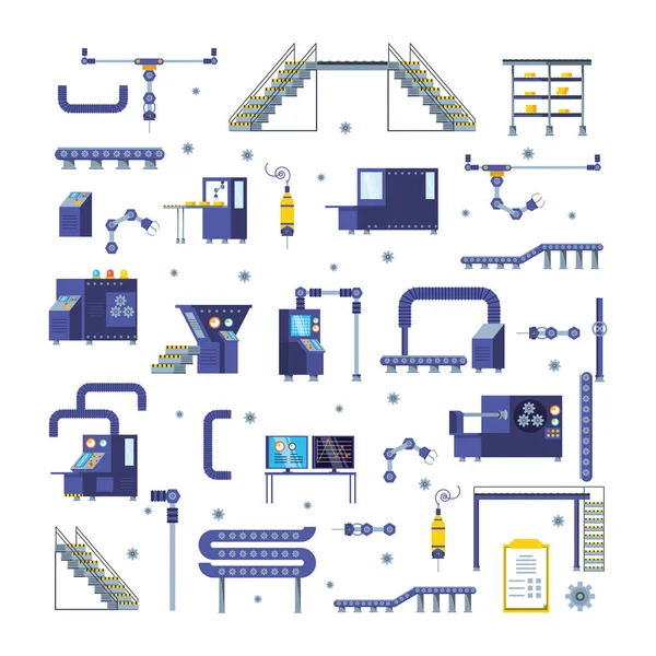Βιομηχανικά εργοστάσια Set στοιχεία — Διανυσματικό Αρχείο