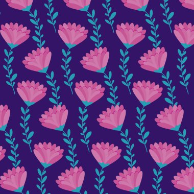 desen dallar ile güzel çiçekler ve yapraklar