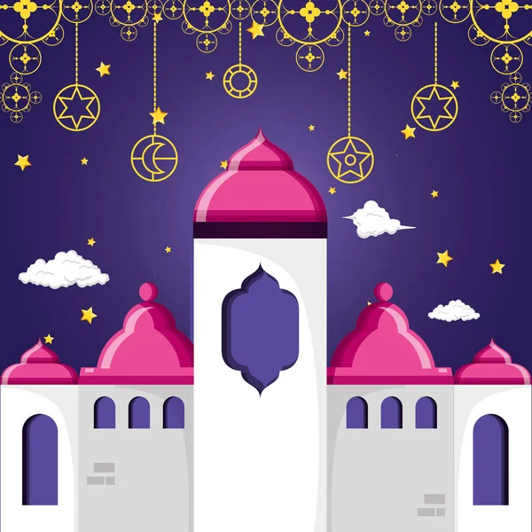 Carte de célébration ramadan kareen avec mosquée — Image vectorielle