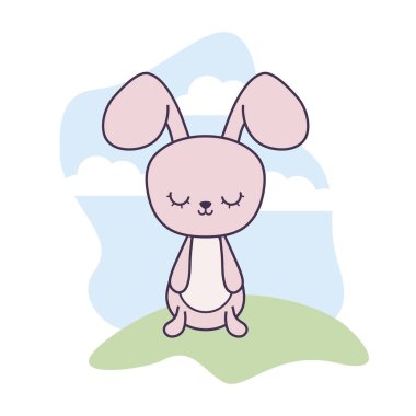 manzara sahnesinde sevimli tavşan hayvan