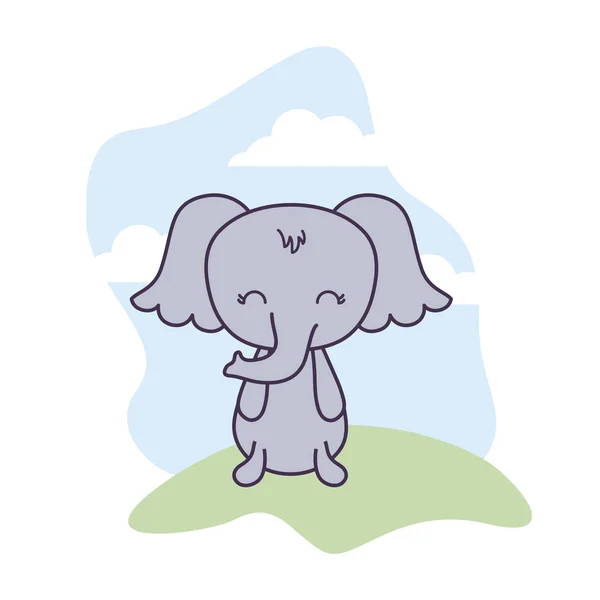 Schattig olifant dier in landschap scène — Stockvector