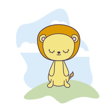 manzara sahnesinde sevimli aslan hayvan