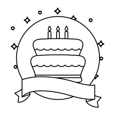 kurdele ile çerçeve dairesel doğum günü pastası