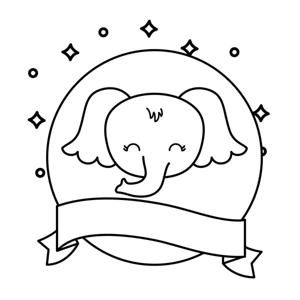 Kopf des niedlichen Elefantentieres mit Schleife — Stockvektor