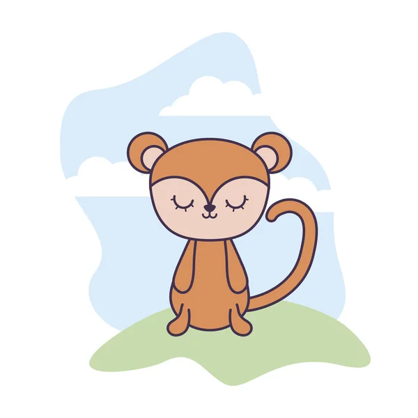 Animal macaco bonito na cena da paisagem — Vetor de Stock