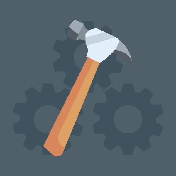 Hammer gears icon tool — Stock Vector