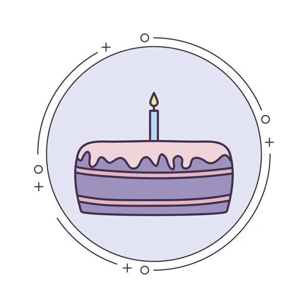 Pastel de cumpleaños en marco circular — Vector de stock