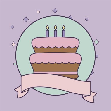 kurdele ile çerçeve dairesel doğum günü pastası