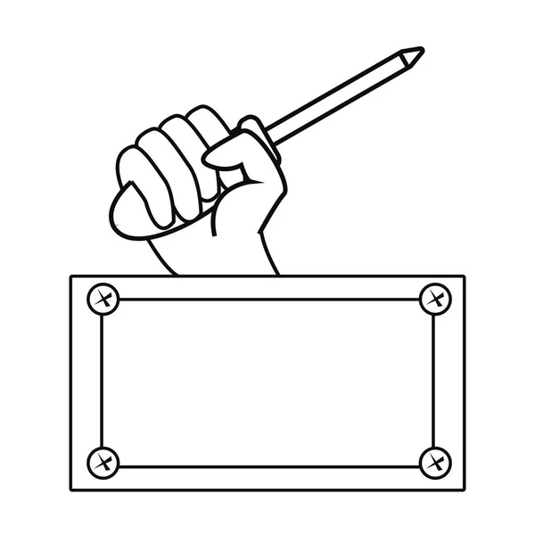 Hand schroevendraaier bouwplaat — Stockvector