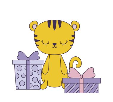 hediye kutuları ile sevimli kaplan hayvan