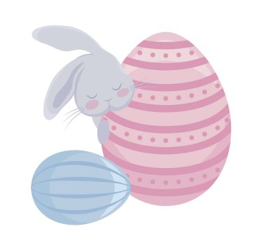 Paskalya yumurta ile sevimli tavşan