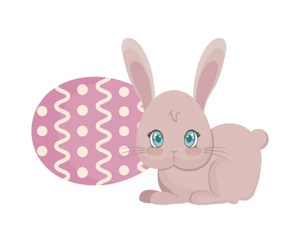 Lindo conejo con huevo de Pascua — Vector de stock