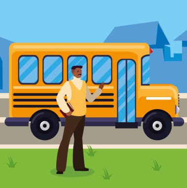 durak otobüsünde belgeleri ile öğretmen erkek