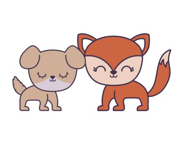 tilki hayvanlar izole simgesi ile sevimli köpek