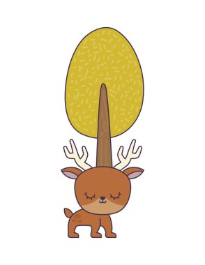 ağaç bitki ile sevimli reindeer hayvan