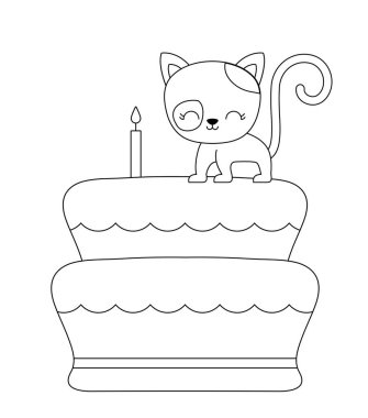 Doğum günü pastasında tatlı kedi