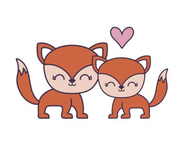 sevimli tilki hayvan izole simgesi çift