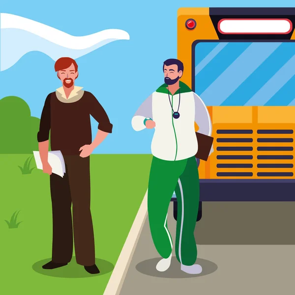 Lärare Classic och sport i Stop Bus — Stock vektor