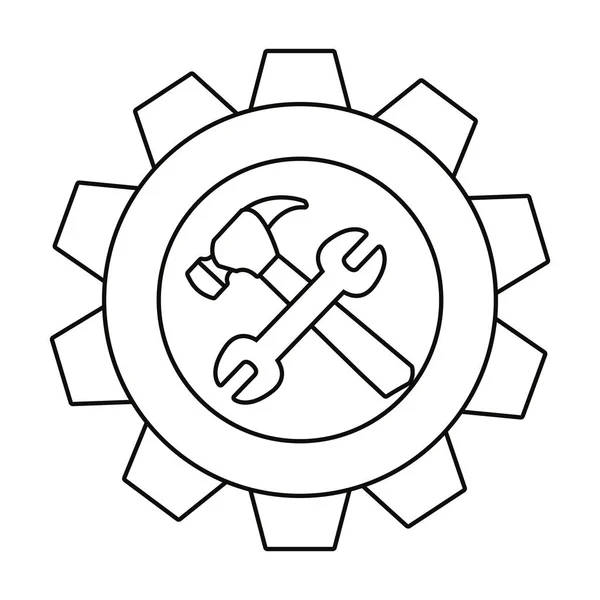 Icono de herramienta de engranaje de llave de martillo — Vector de stock