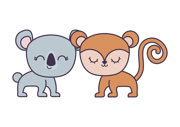 Mono lindo con animales koala — Vector de stock