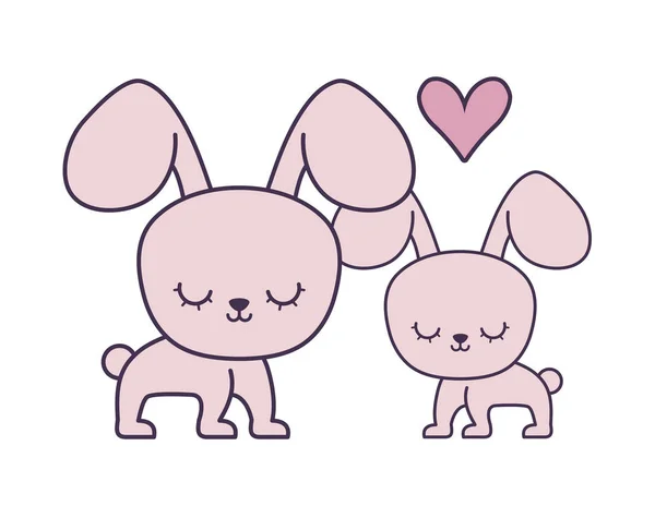 Par söta kanin djur karaktär — Stock vektor