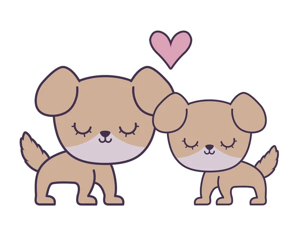 Couple de mignon chien animal isolé icône — Image vectorielle