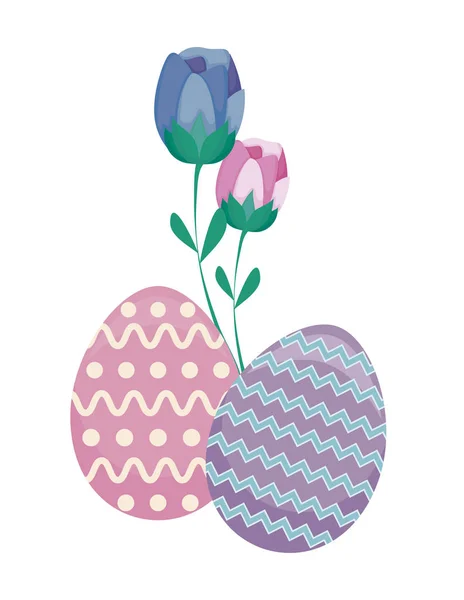 Oeufs décorés de Pâques avec des fleurs — Image vectorielle