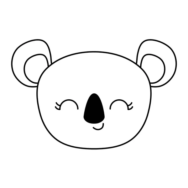 Head of cute koala animal isolated icon — Stock Vector