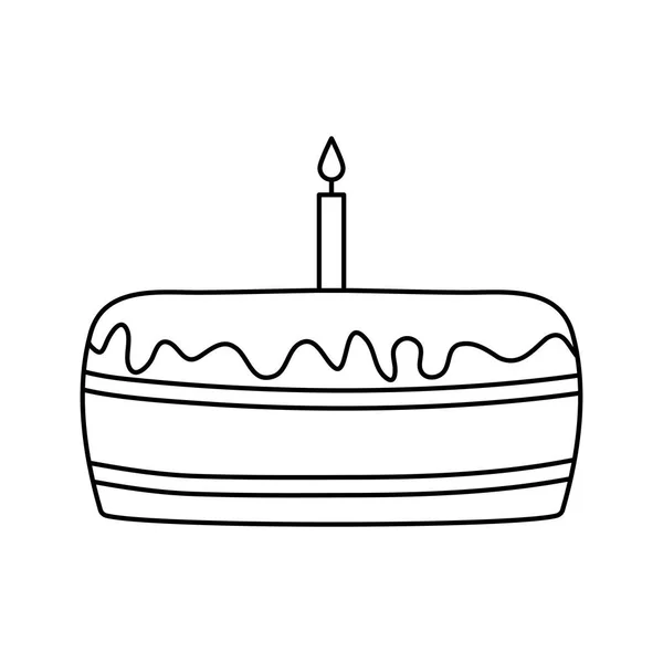 Сладкий торт день рождения изолированной иконы — стоковый вектор