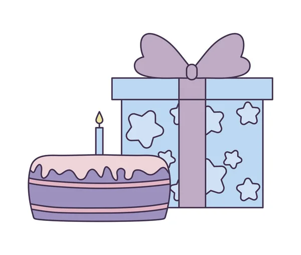 甜蜜的生日蛋糕与礼品盒 — 图库矢量图片