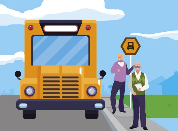 バス停で教師カップル — ストックベクタ