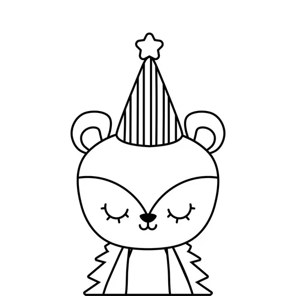 Lindo puercoespín animal con sombrero de fiesta — Vector de stock